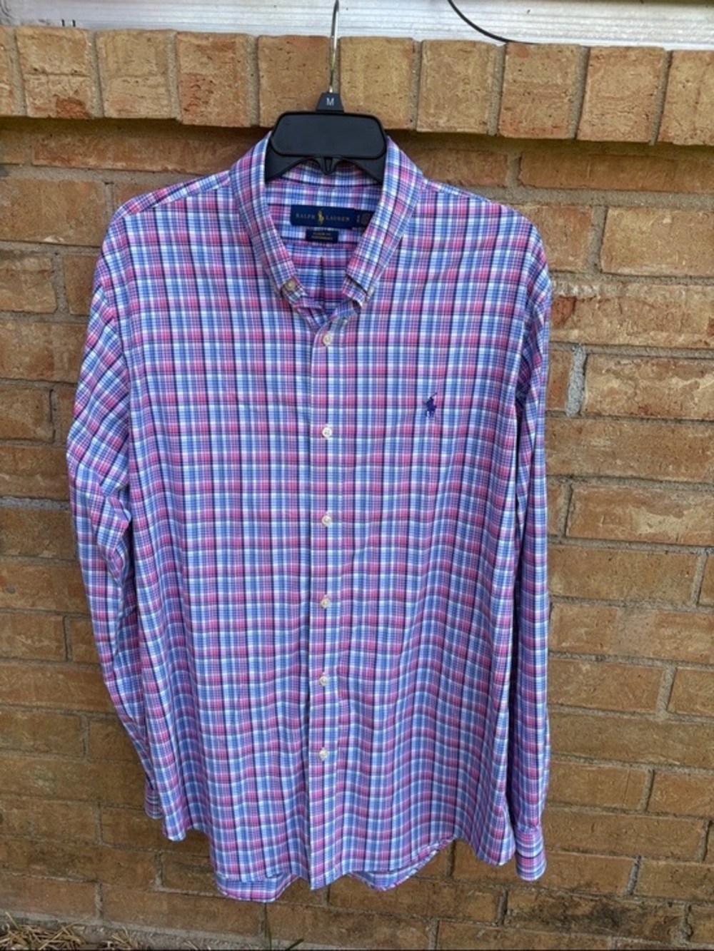 Ralph Lauren Men’s Pink and Blue Plaid Button-Down Shirt